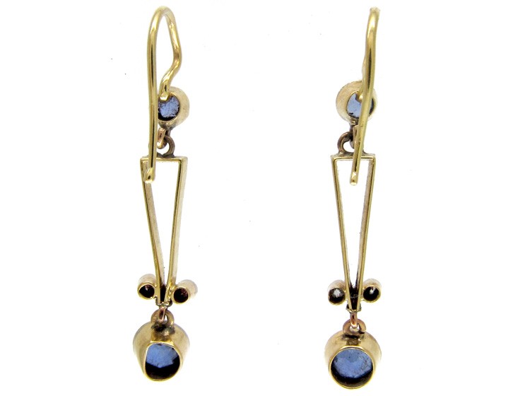 Sapphire & Diamond Edwardian Drop Earrings