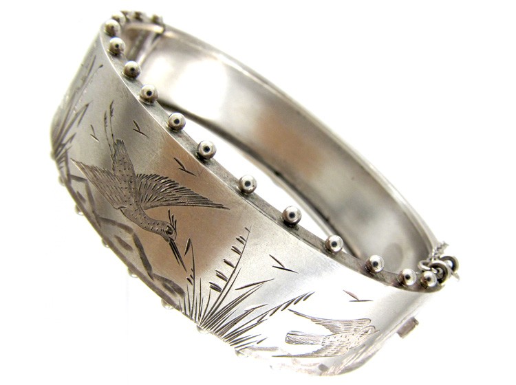 Victorian Silver Bird Design Bangle