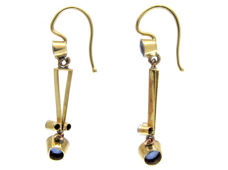 Sapphire & Diamond Edwardian Drop Earrings
