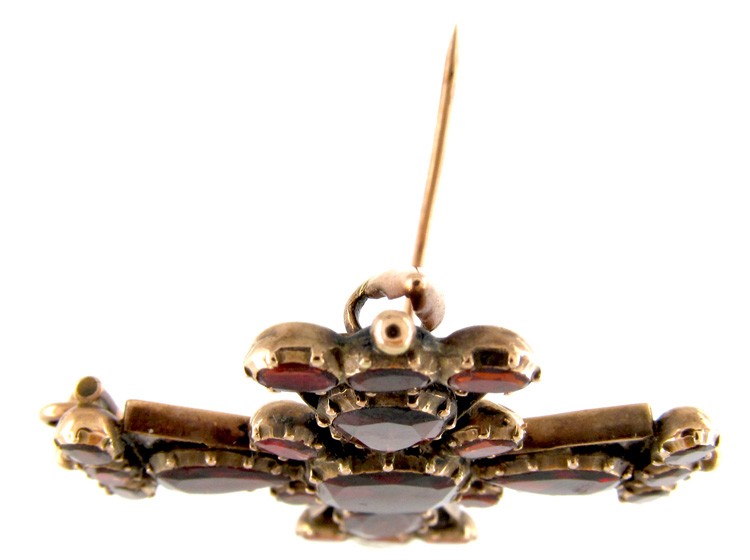 Georgian Garnet & Gold Maltese Cross Pendant Brooch