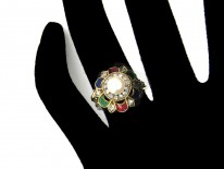 Rose Diamond, Natural Pearl & Enamel Suffragette Ring