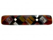 Scottish Mixed Agate Geometric Victorian Brooch