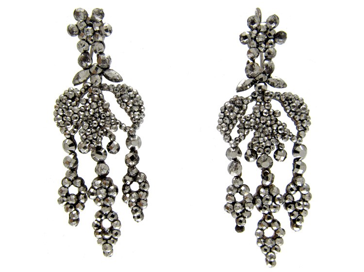 Georgian Cut Steel Drop Earrings