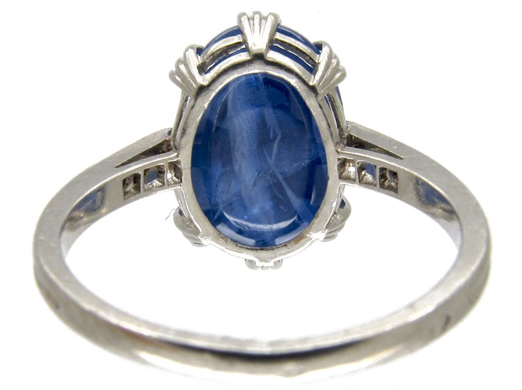 Large Cabochon Sapphire & Diamond Ring