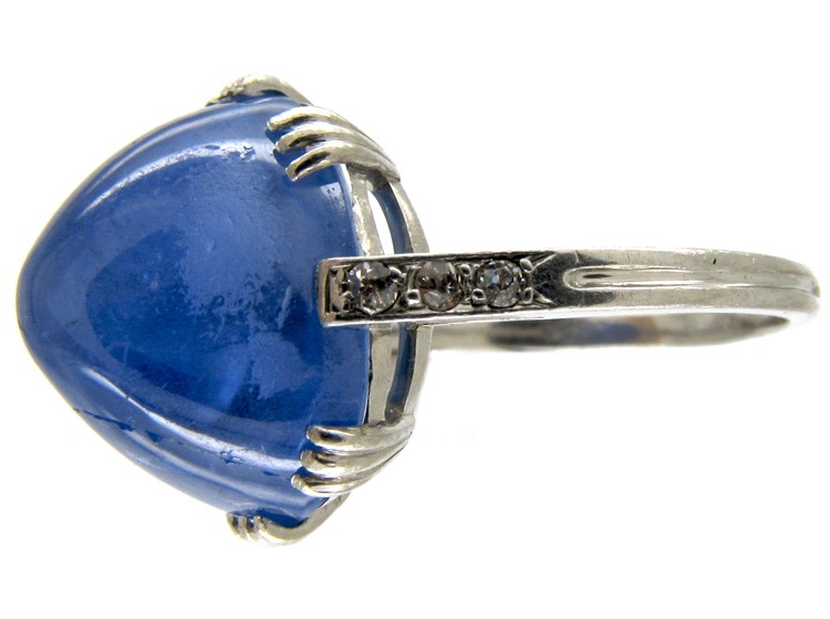 Large Cabochon Sapphire & Diamond Ring