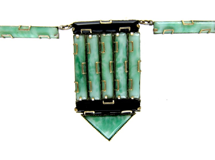 Art Deco Jade Glass Necklace