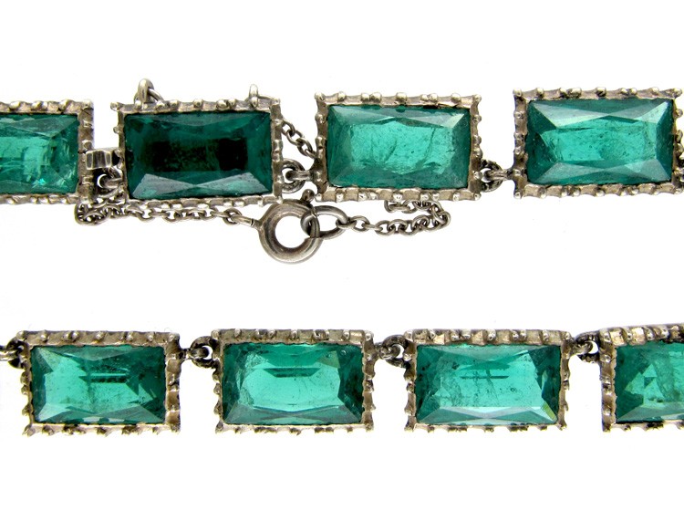 Green Lazarus Paste & Silver Necklace