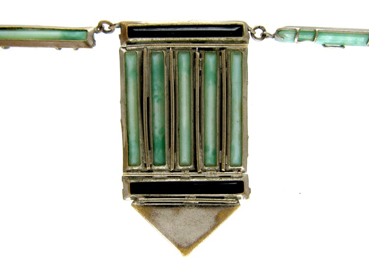 Art Deco Jade Glass Necklace