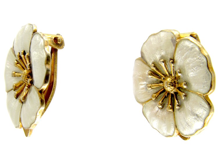 Silver Gilt Flower Earrings