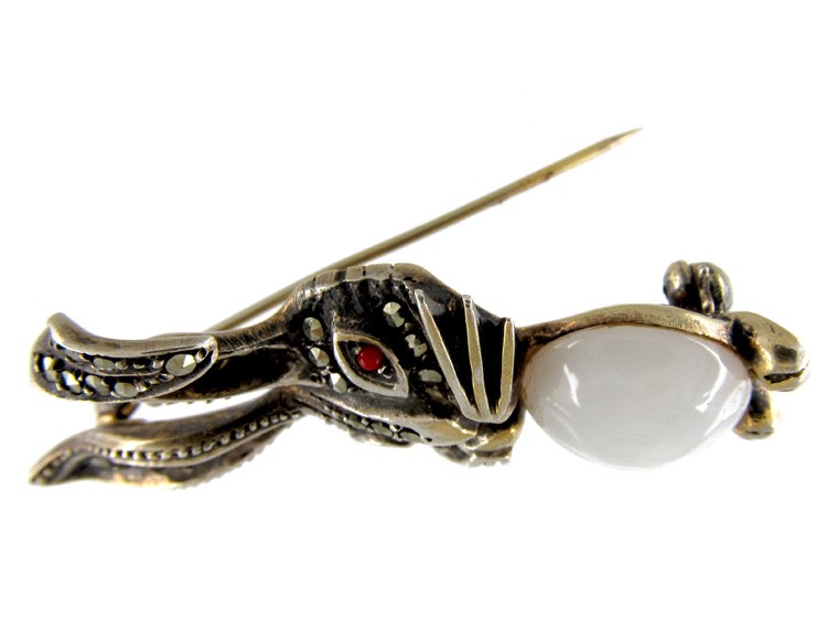 Silver & Marcasite Hare Brooch