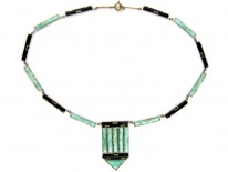 Art Deco Jade Glass Necklace