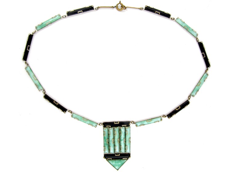 Art Deco Jade Glass Necklace