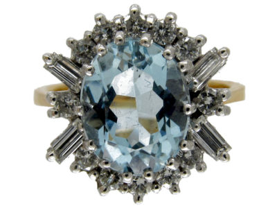 Aquamarine & Diamond 1960s Ring