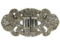 Art Deco Double Clip Silver & Paste Brooch