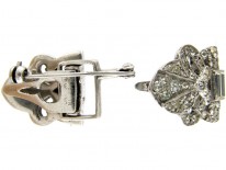 Art Deco Double Clip Silver & Paste Brooch