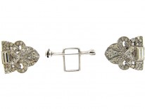 Art Deco Double Clip Silver & Paste Brooch