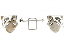 Art Deco Double Clip Silver & Paste Brooch