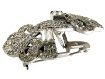 Art Deco Double Clip Silver & Paste Brooch