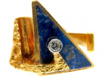 Lapponia 18ct Gold Lapis & Diamond Ring