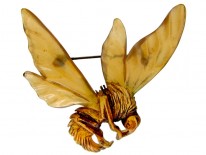Art Nouveau Carved Horn Bee Brooch
