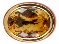 Citrine & Cornelian 1970s Gold Ring