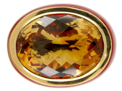Citrine & Cornelian 1970s Gold Ring