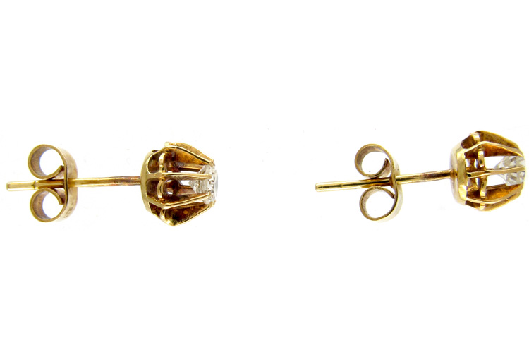 Diamond Solitaire 18ct Gold Edwardian Earrings