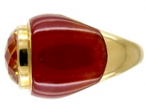 Citrine & Cornelian 1970s Gold Ring