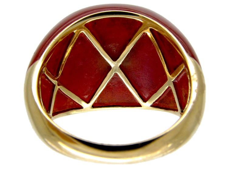 Citrine & Cornelian 1970s Gold Ring
