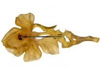 Carved Horn Art Nouveau Flower Brooch