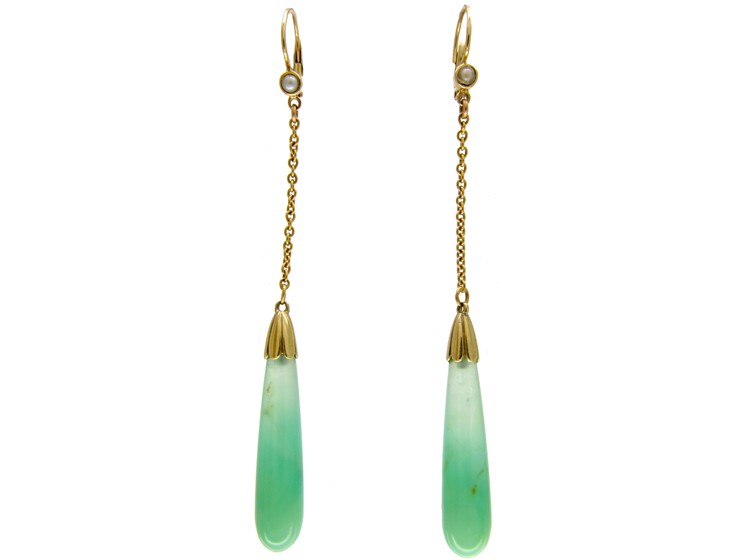 Jade & Gold Art Deco Earrings