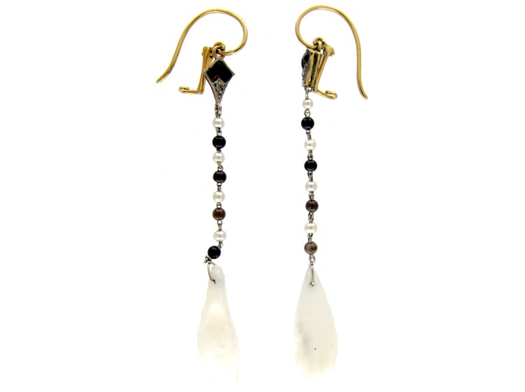 Art Deco Onyx & Mississipi Pearls Earrings