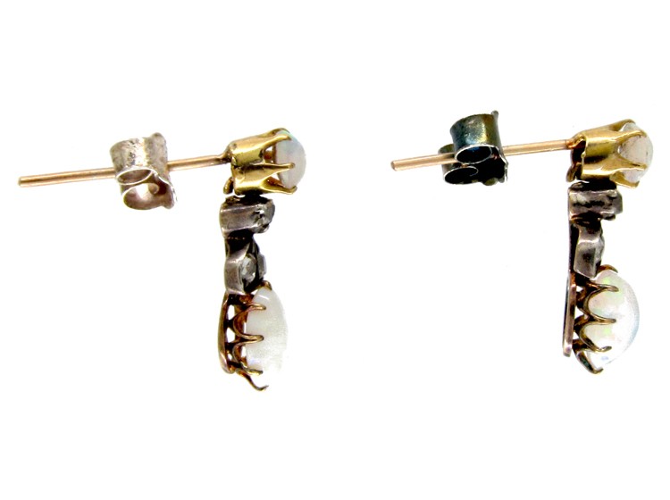 Opal & Diamond Organic Style Earrings