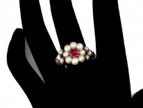 Georgian Ruby & Natural Split Pearl Ring