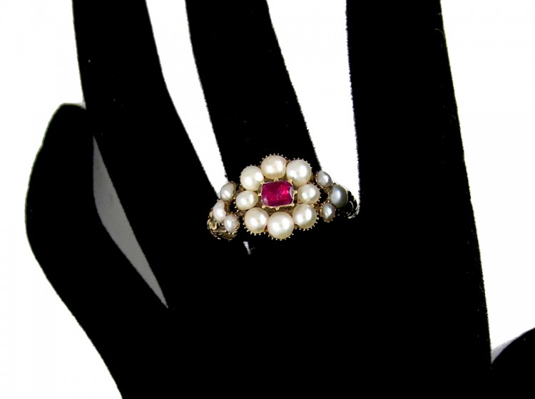 Georgian Ruby & Natural Split Pearl Ring