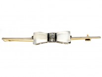 Art Deco Moonstone, Onyx & Diamonds Bow Brooch
