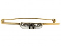 Art Deco Moonstone, Onyx & Diamonds Bow Brooch