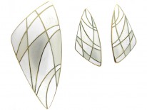 Silver Gilt Enamel Brooch & Earrings by Eigil Jensen for Anton Michelsen