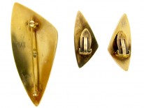 Silver Gilt Enamel Brooch & Earrings by Eigil Jensen for Anton Michelsen