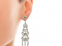 Edwardian Platinum & Diamond Long Drop Earrings