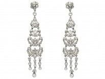 Edwardian Platinum & Diamond Long Drop Earrings