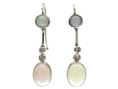 Opal & Diamond Drop Earrings