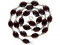 Garnet Paste Silver Early Victorian Necklace