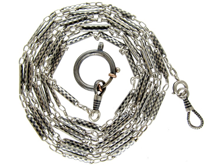 Long Niello Silver Guard Chain