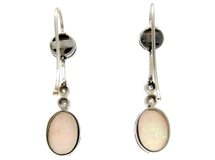 Opal & Diamond Drop Earrings