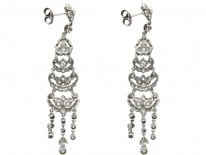 Edwardian Platinum & Diamond Long Drop Earrings