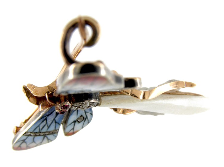 Enamel & Diamond Set Edwardian Butterfly Brooch