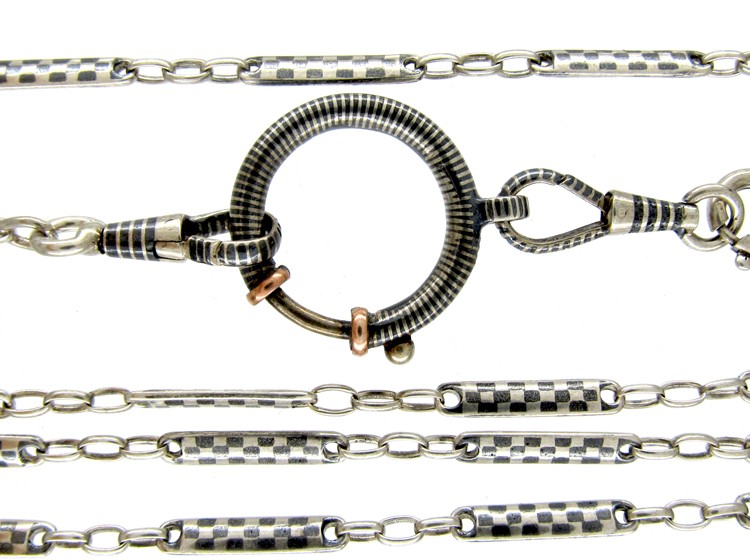 Long Niello Silver Guard Chain