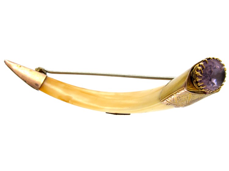 Bone & Gold Brooch