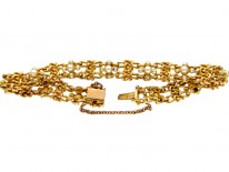Edwardian 18ct Gold & Natural Pearls Bracelet